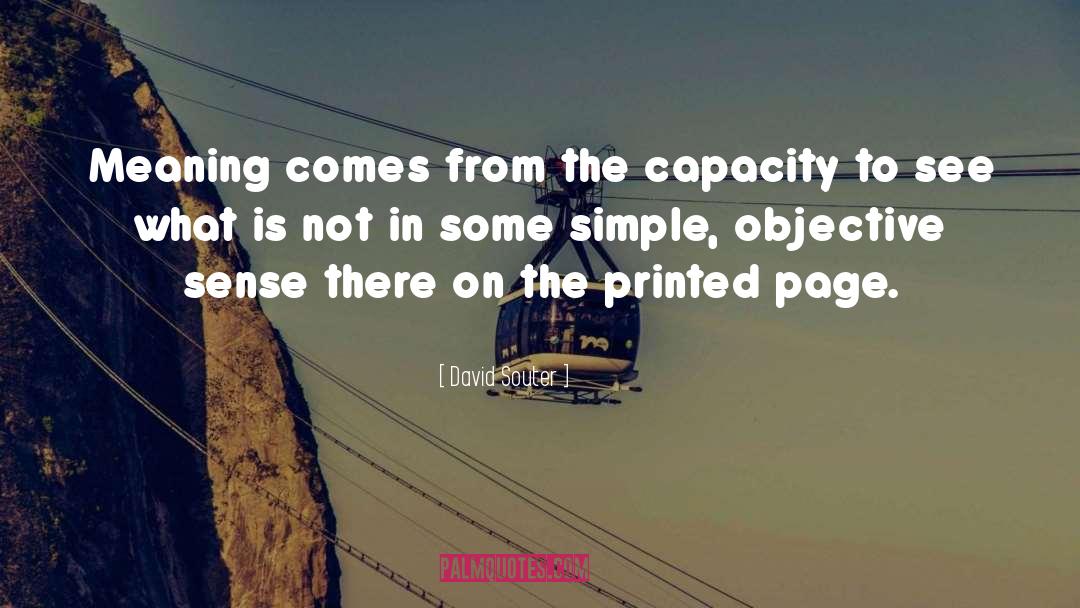 David Souter Quotes: Meaning comes from the capacity