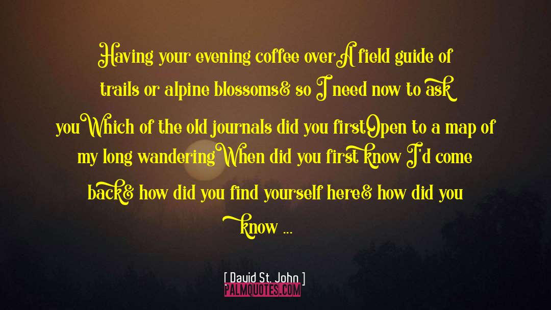 David St. John Quotes: Having your evening coffee over<br