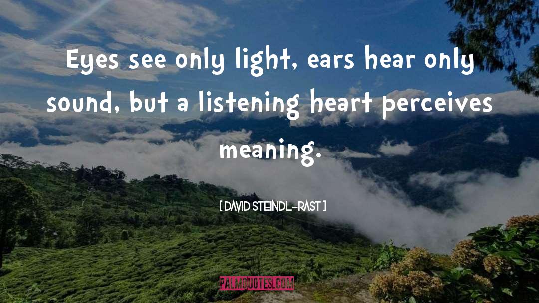 David Steindl-Rast Quotes: Eyes see only light, ears