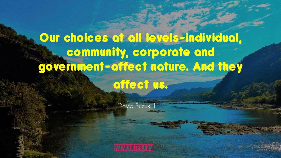 David Suzuki Quotes: Our choices at all levels-individual,