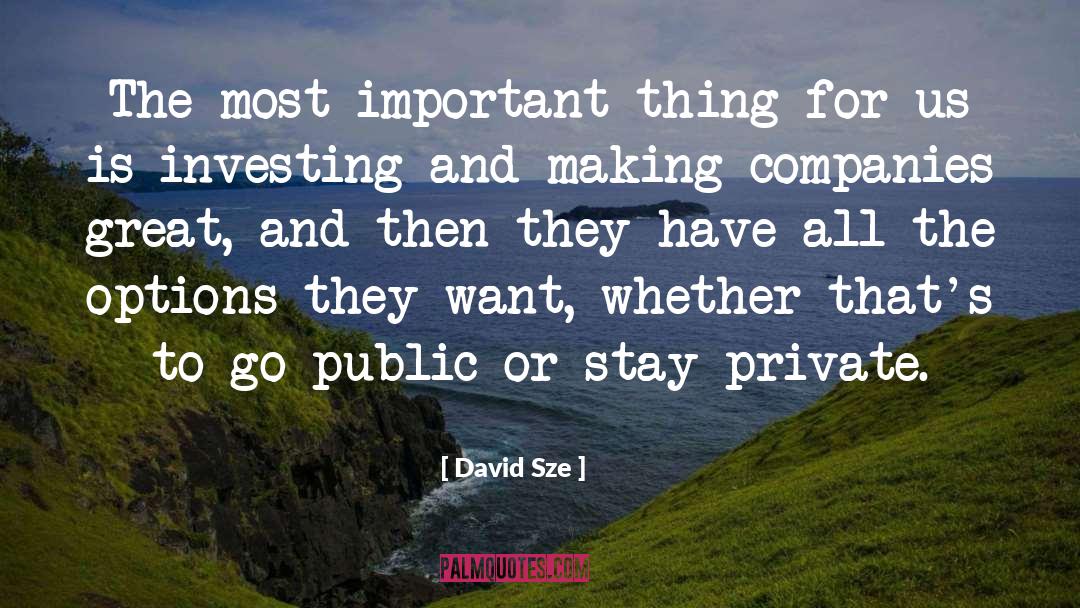 David Sze Quotes: The most important thing for