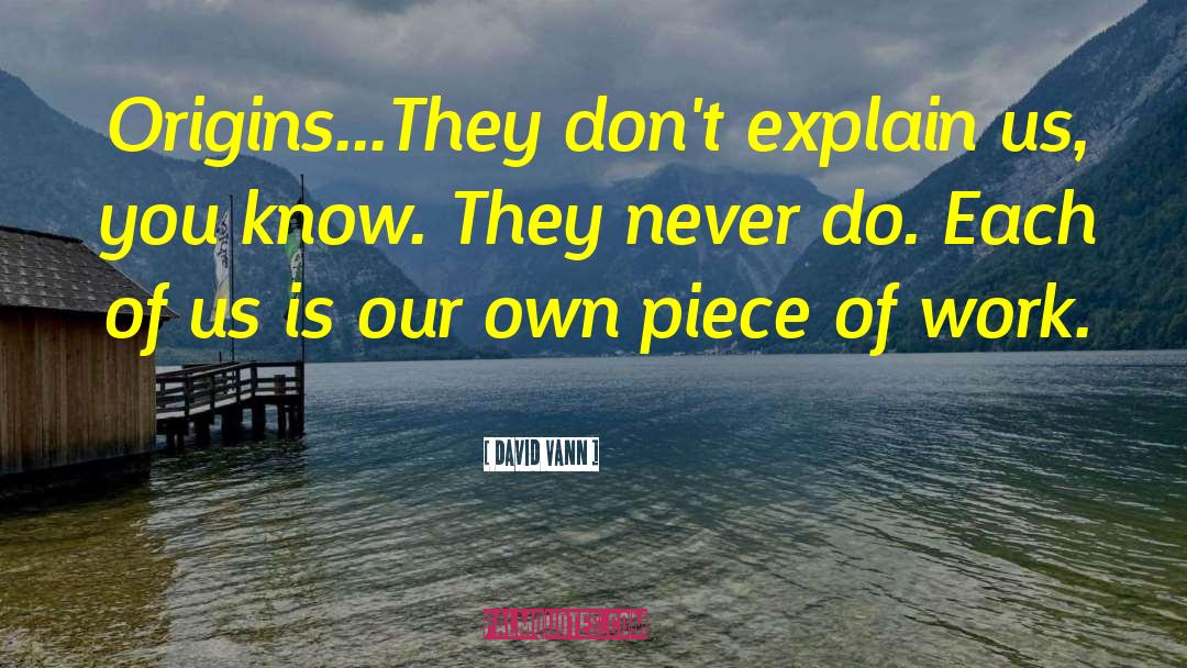 David Vann Quotes: Origins...They don't explain us, you