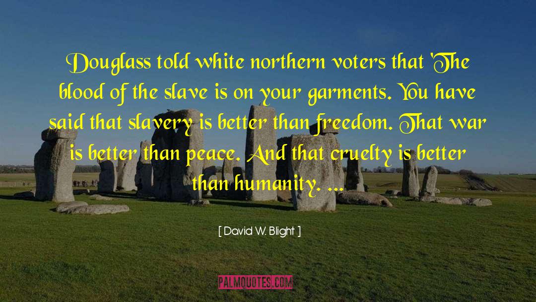 David W. Blight Quotes: Douglass told white northern voters