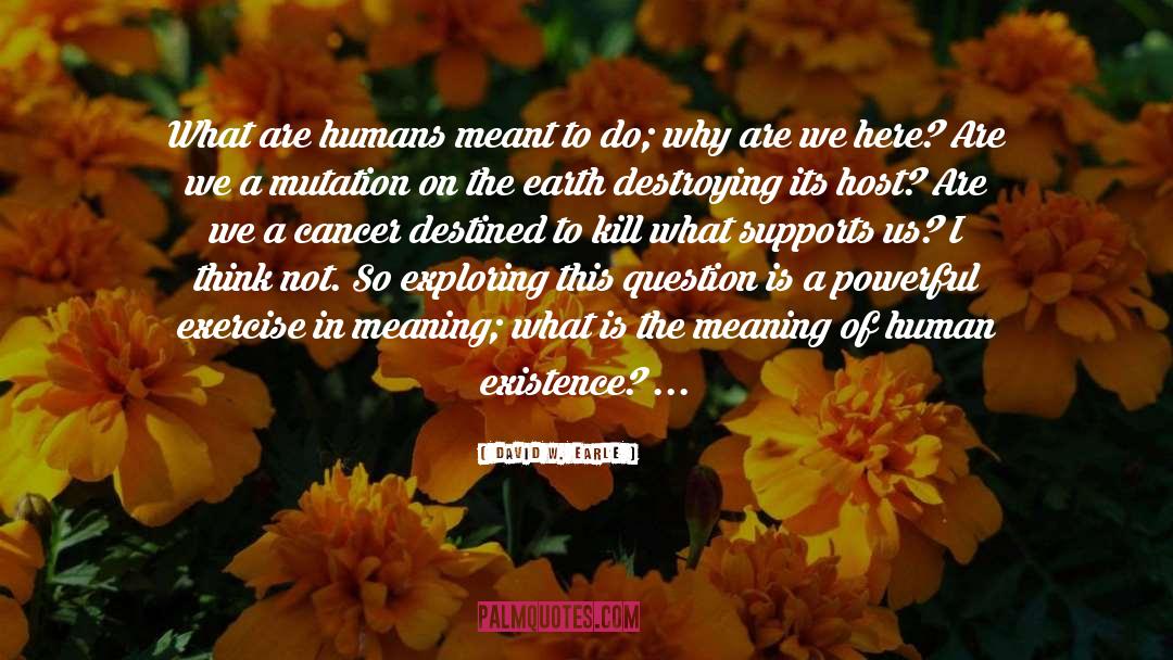 David W. Earle Quotes: What are humans meant to