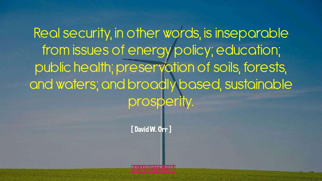 David W. Orr Quotes: Real security, in other words,