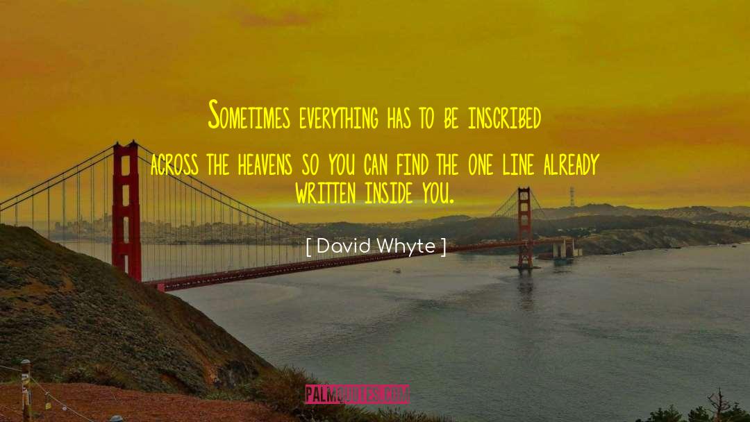 David Whyte Quotes: Sometimes everything has to be