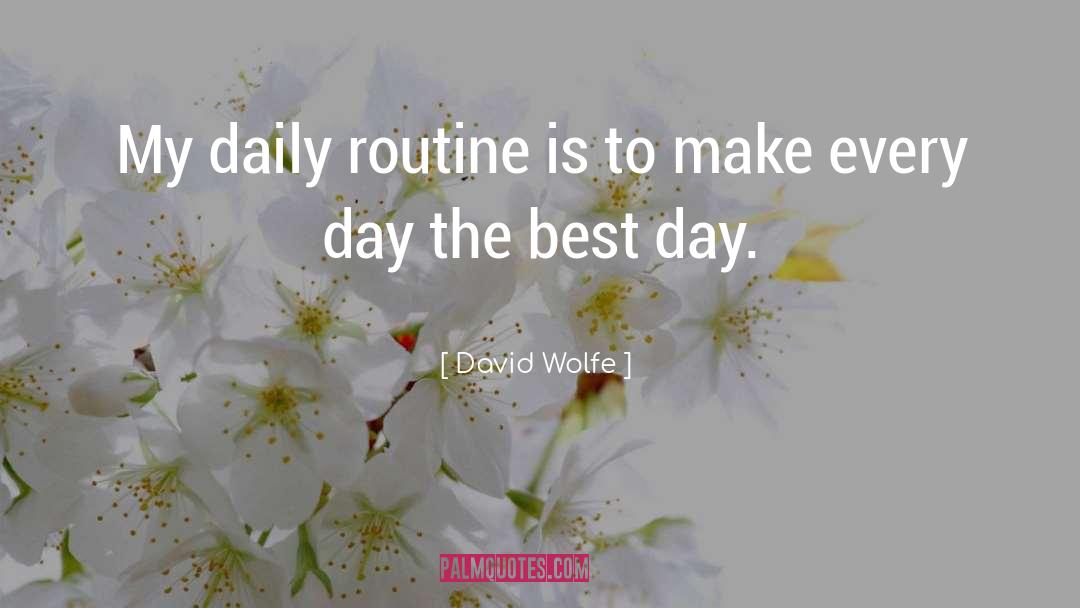 David Wolfe Quotes: My daily routine is to