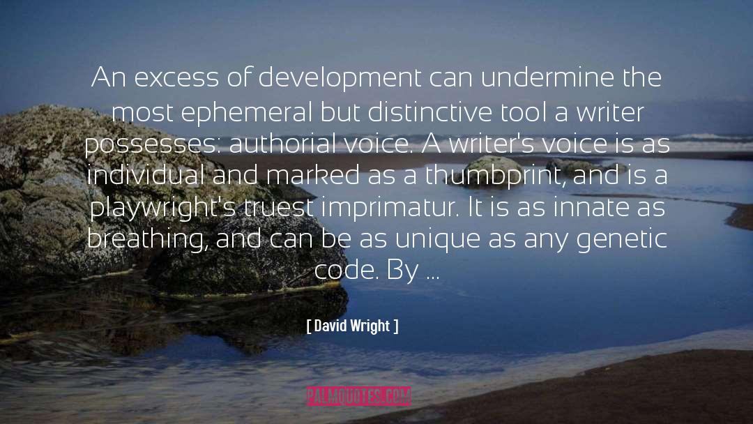 David Wright Quotes: An excess of development can