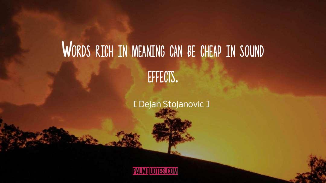 Dejan Stojanovic Quotes: Words rich in meaning can