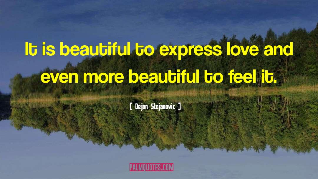 Dejan Stojanovic Quotes: It is beautiful to express