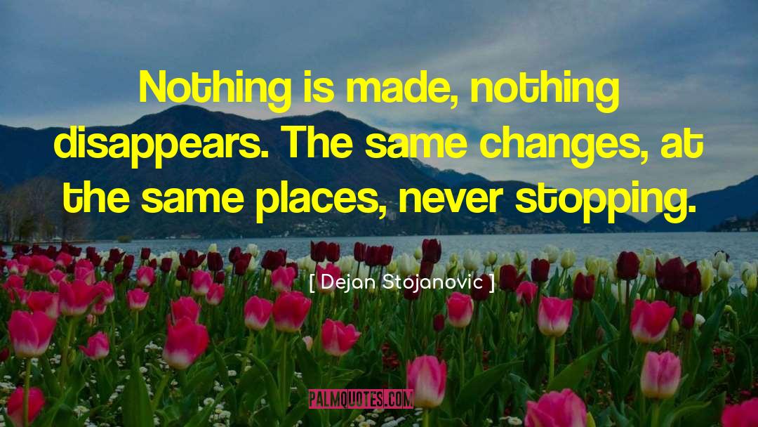 Dejan Stojanovic Quotes: Nothing is made, nothing disappears.