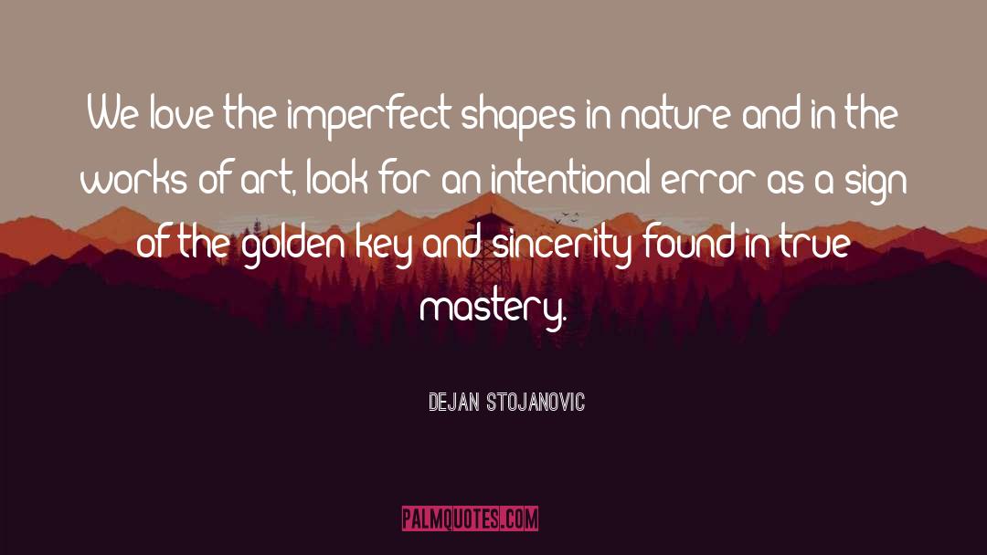 Dejan Stojanovic Quotes: We love the imperfect shapes