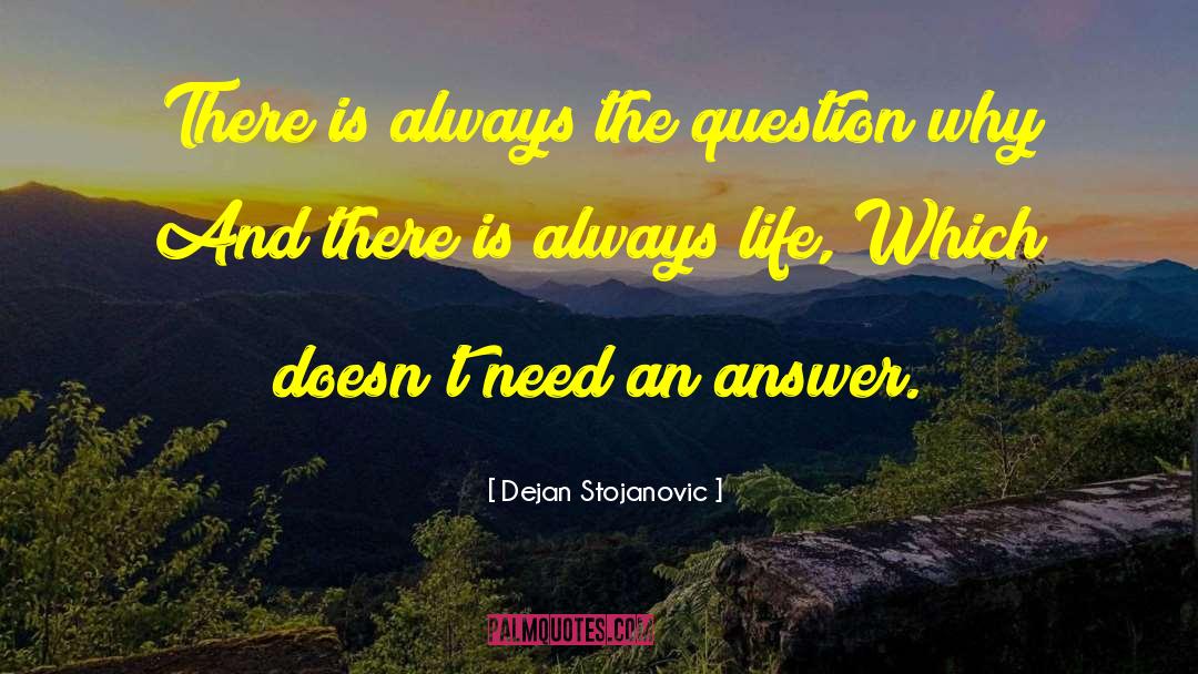 Dejan Stojanovic Quotes: There is always the question