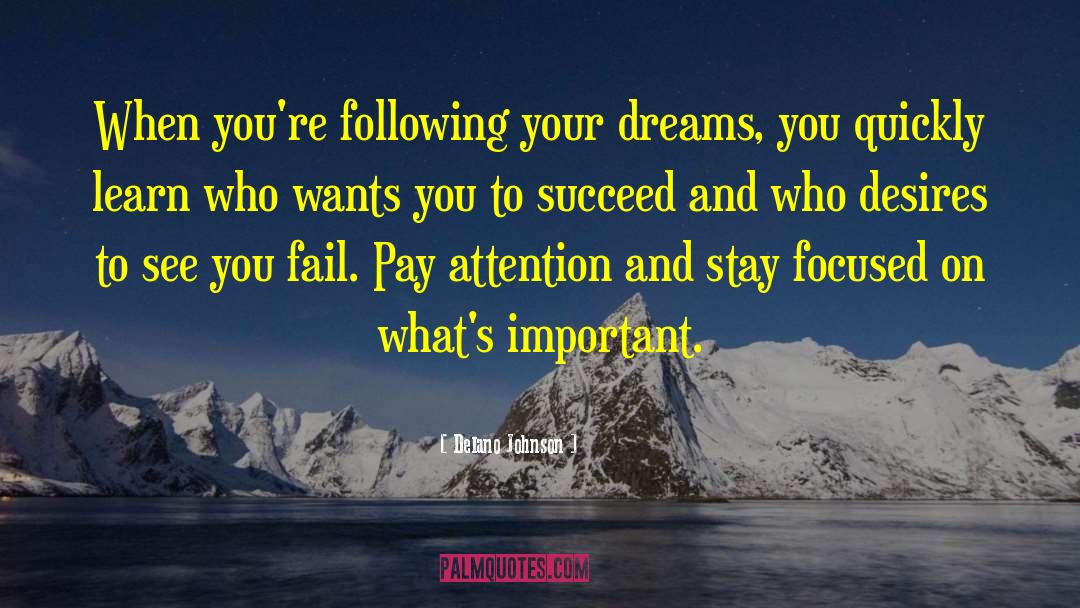 Delano Johnson Quotes: When you're following your dreams,