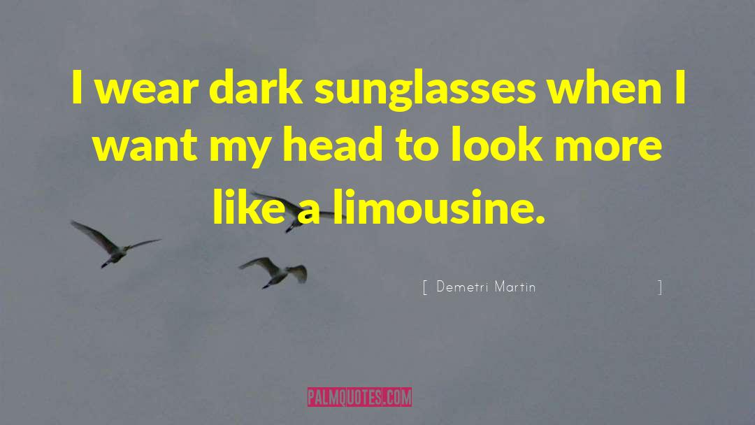 Demetri Martin Quotes: I wear dark sunglasses when