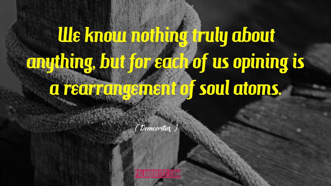 Democritus Quotes: We know nothing truly about