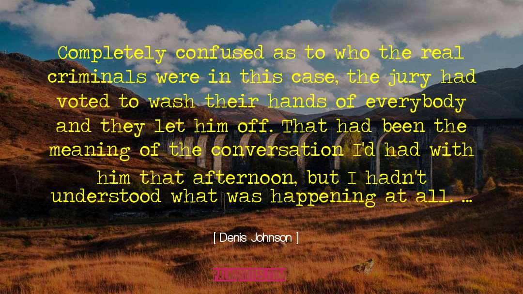 Denis Johnson Quotes: Completely confused as to who