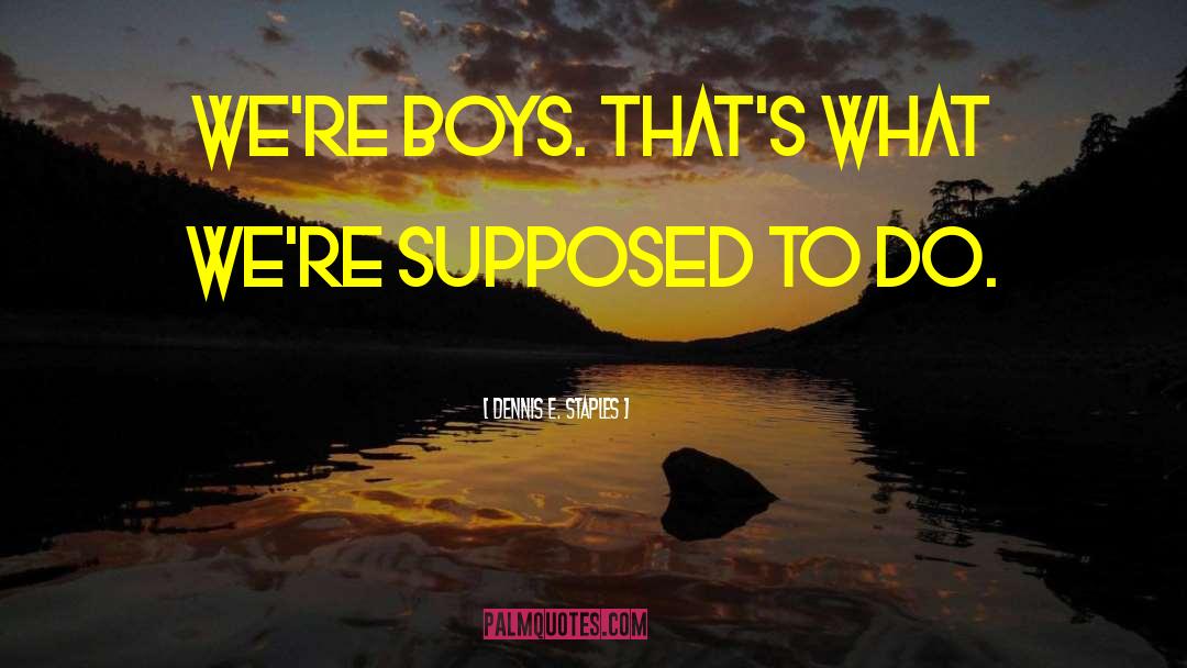 Dennis E. Staples Quotes: We're boys. That's what we're