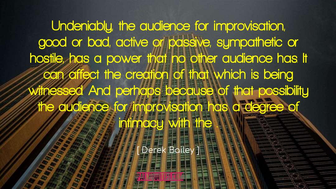 Derek Bailey Quotes: Undeniably, the audience for improvisation,
