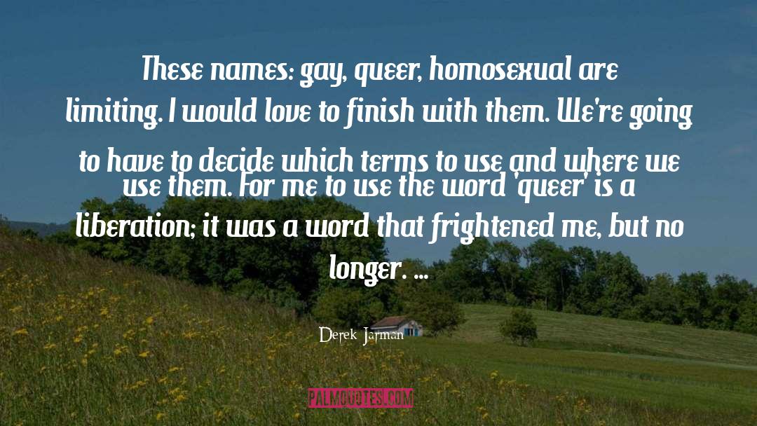 Derek Jarman Quotes: These names: gay, queer, homosexual