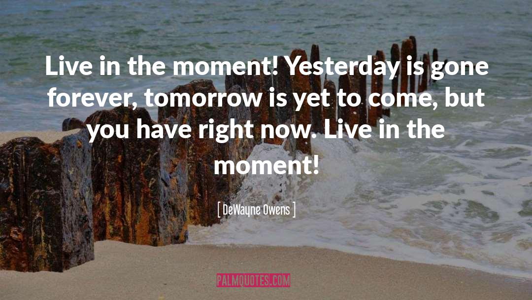 DeWayne Owens Quotes: Live in the moment! Yesterday