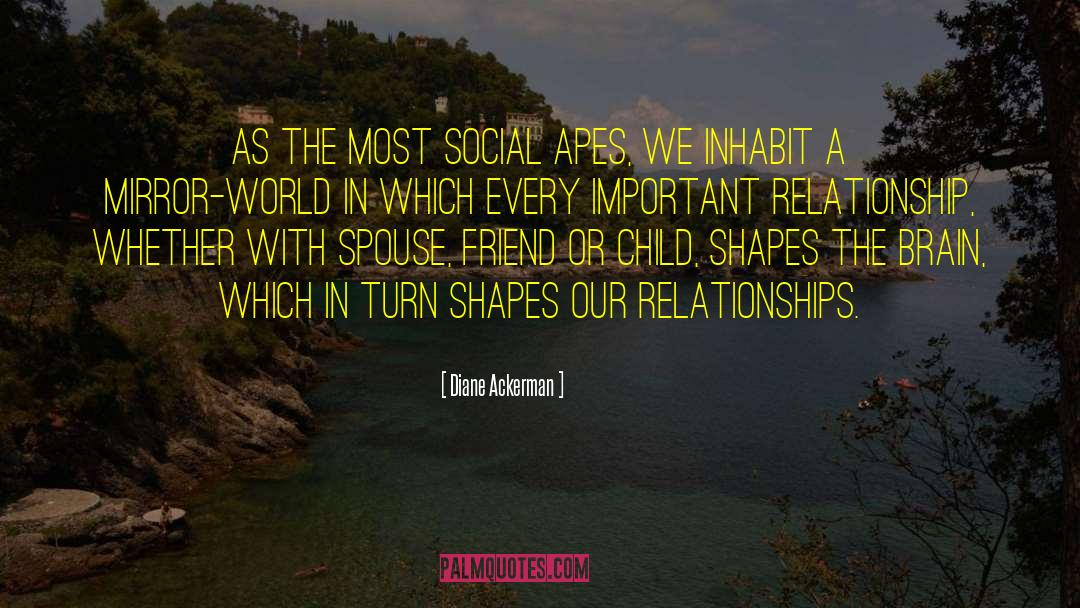 Diane Ackerman Quotes: As the most social apes,