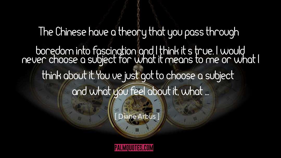 Diane Arbus Quotes: The Chinese have a theory