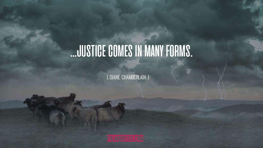 Diane Chamberlain Quotes: ...justice comes in many forms.