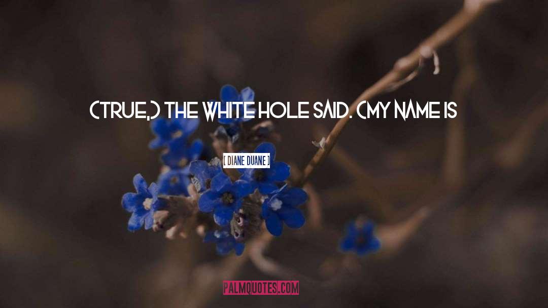 Diane Duane Quotes: (True,) the white hole said.