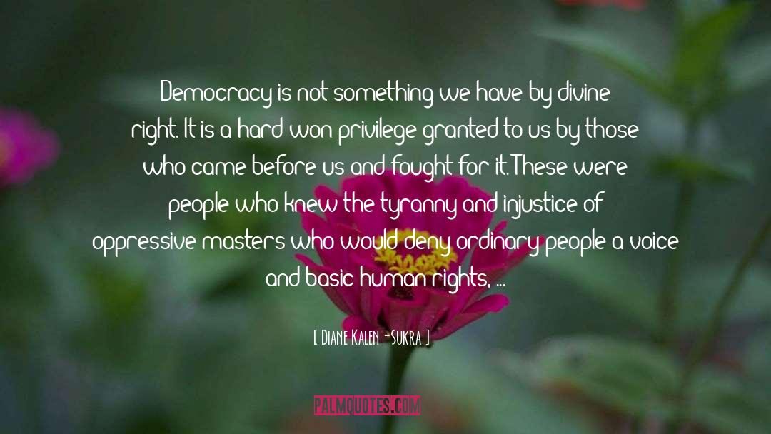 Diane Kalen-Sukra Quotes: Democracy is not something we