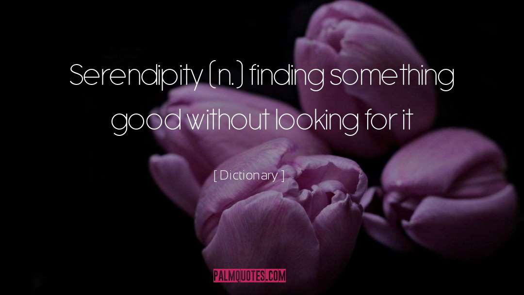Dictionary Quotes: Serendipity (n.) finding something good