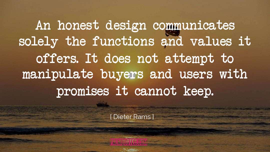 Dieter Rams Quotes: An honest design communicates solely