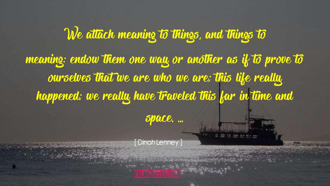 Dinah Lenney Quotes: We attach meaning to things,