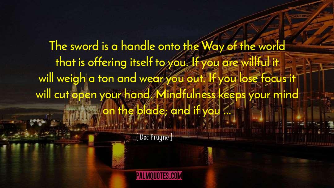Doc Pruyne Quotes: The sword is a handle