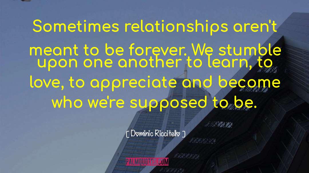 Dominic Riccitello Quotes: Sometimes relationships aren't meant to