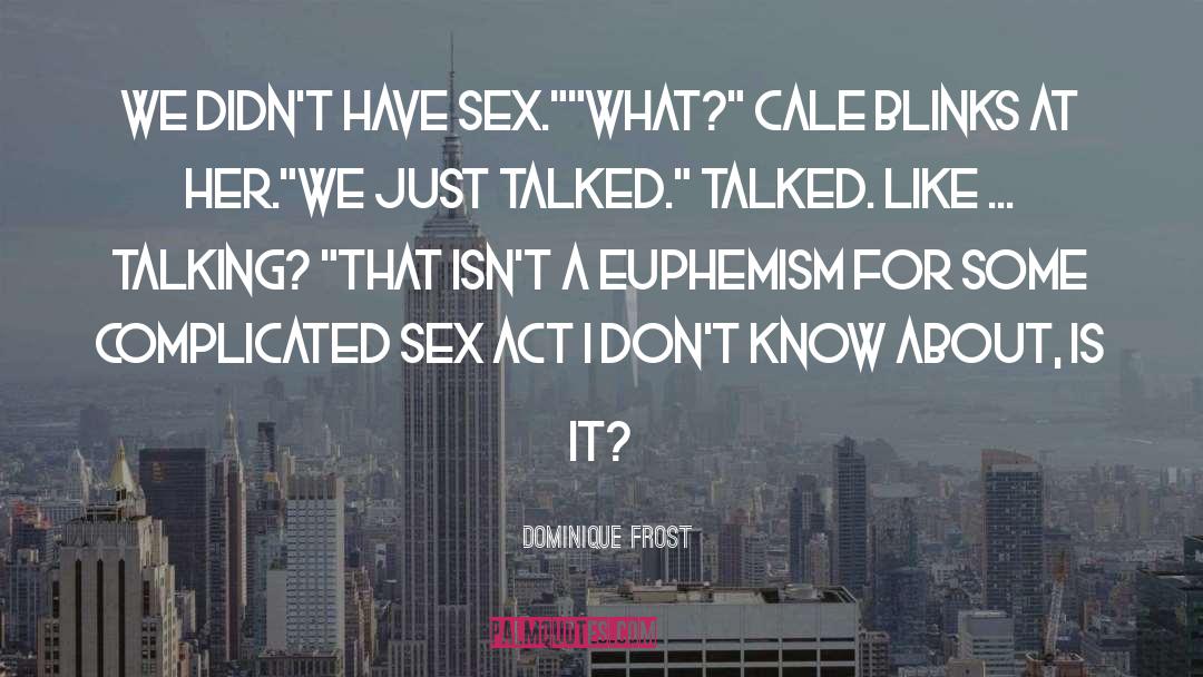 Dominique Frost Quotes: We didn't have sex.