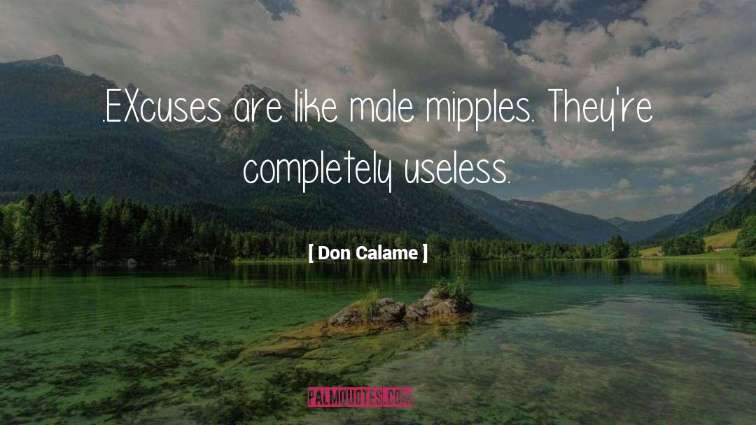 Don Calame Quotes: .EXcuses are like male mipples.