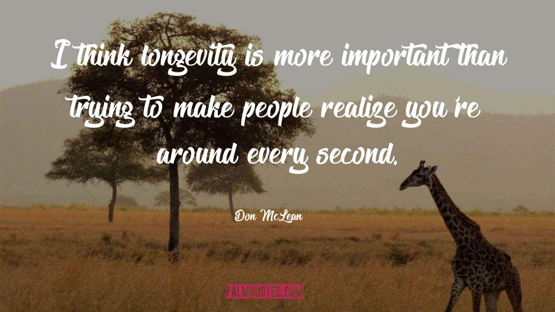 Don McLean Quotes: I think longevity is more