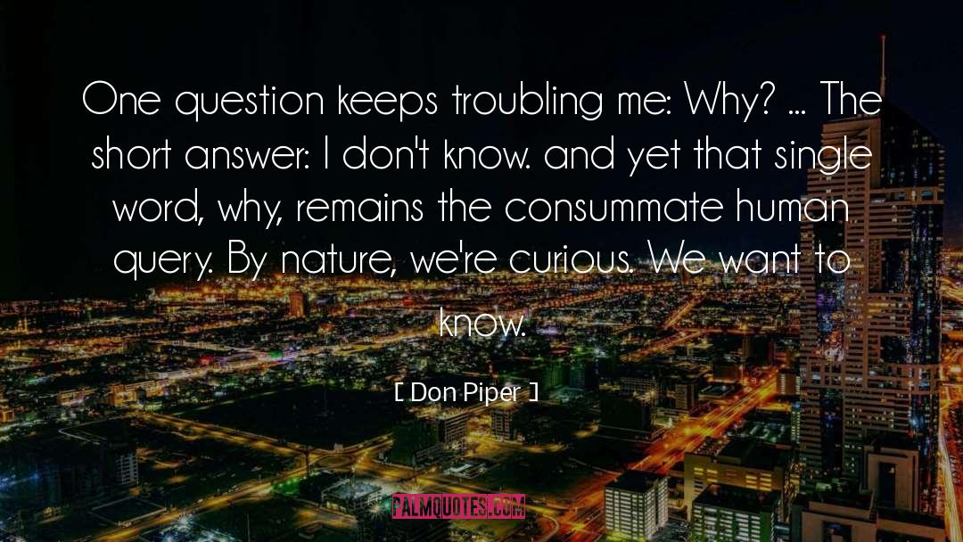 Don Piper Quotes: One question keeps troubling me: