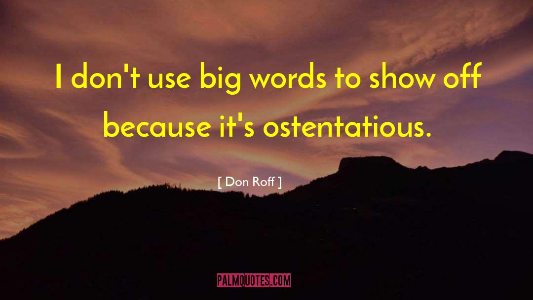 Don Roff Quotes: I don't use big words