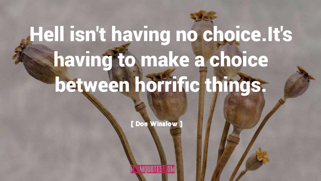 Don Winslow Quotes: Hell isn't having no choice.<br