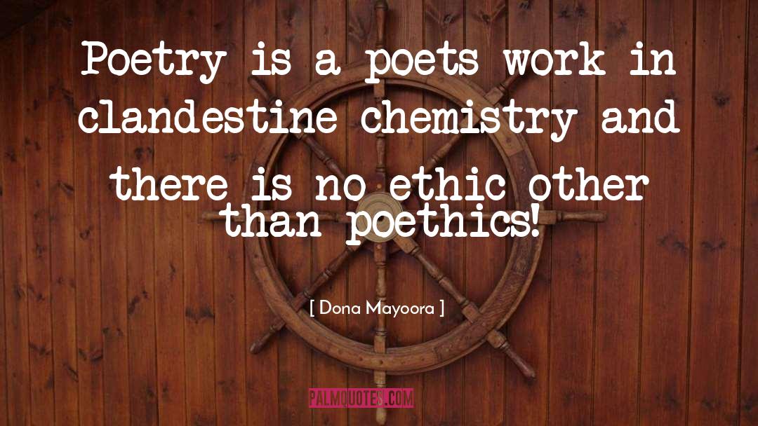 Dona Mayoora Quotes: Poetry is a poets work