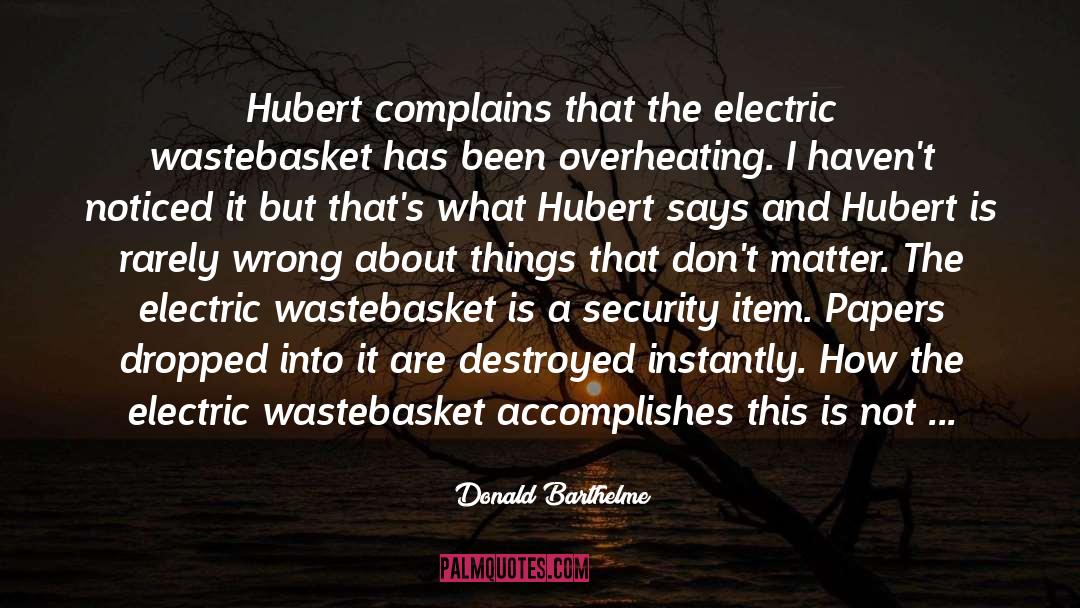 Donald Barthelme Quotes: Hubert complains that the electric