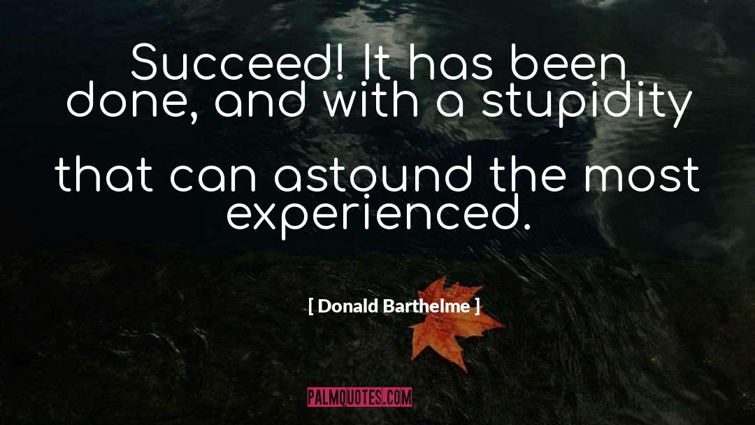 Donald Barthelme Quotes: Succeed! It has been done,