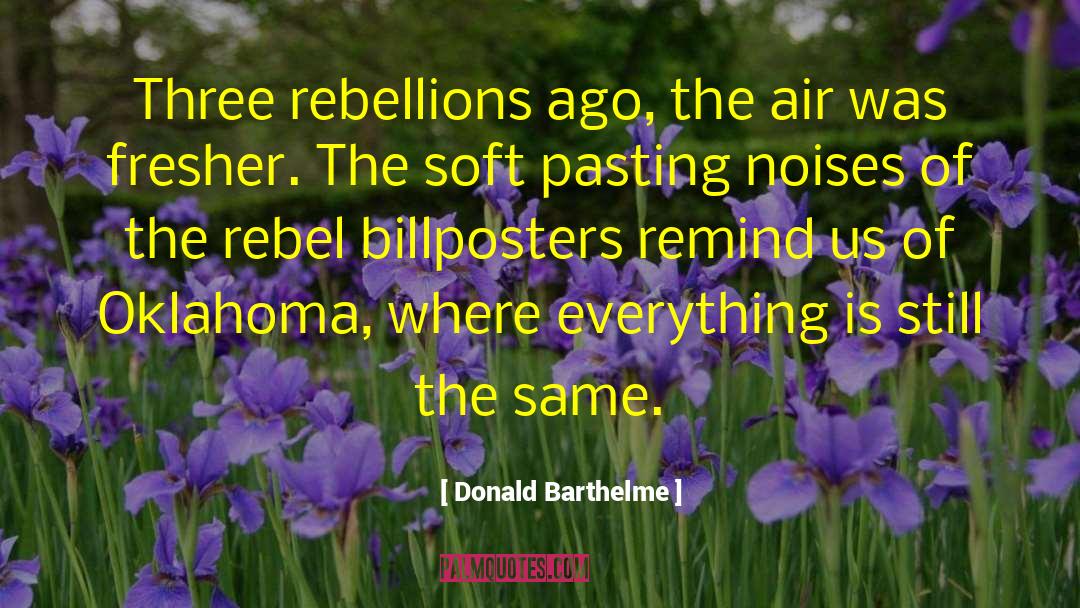 Donald Barthelme Quotes: Three rebellions ago, the air