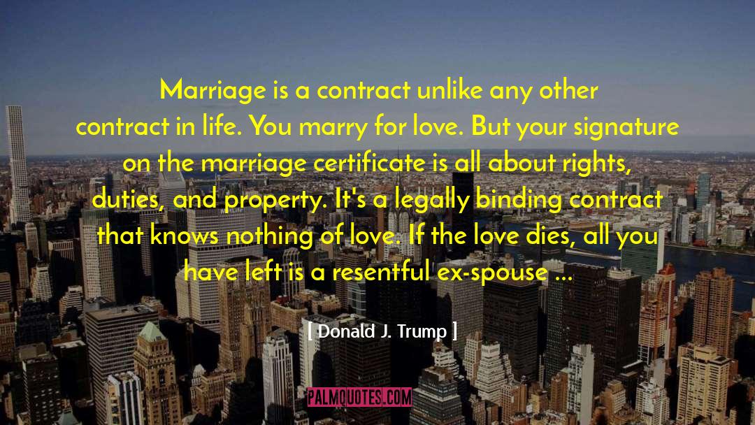 Donald J. Trump Quotes: Marriage is a contract unlike