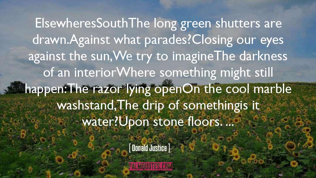 Donald Justice Quotes: Elsewheres<br>South<br>The long green shutters are