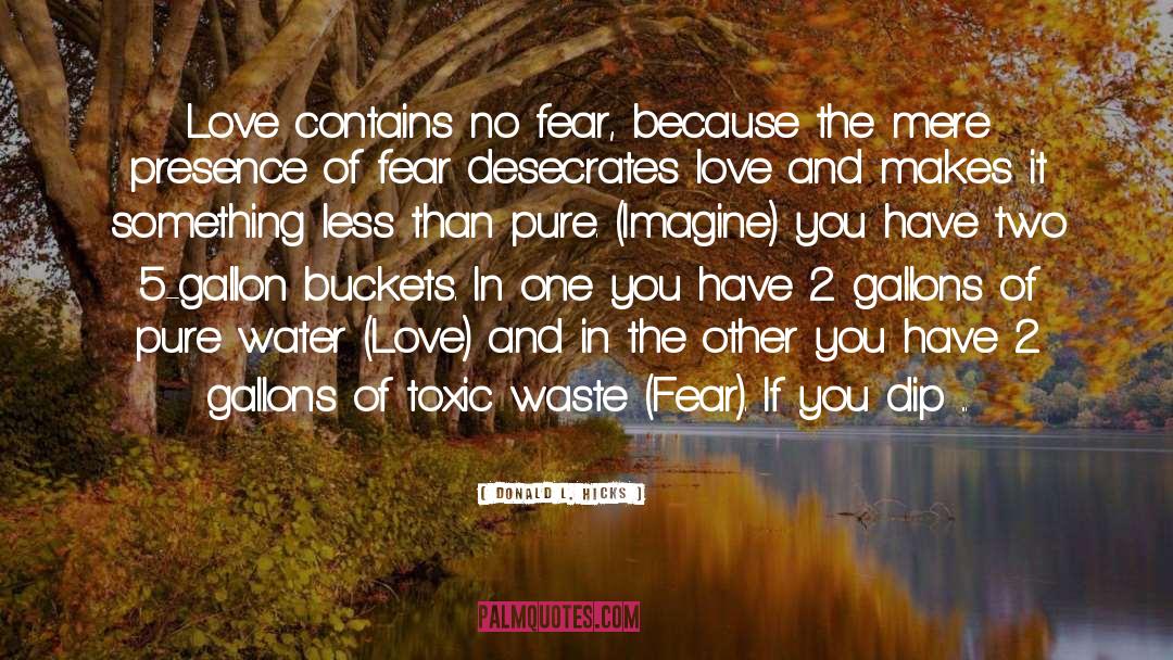 Donald L. Hicks Quotes: Love contains no fear, because