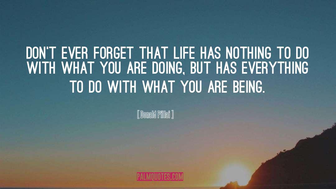 Donald Pillai Quotes: Don't ever forget that life