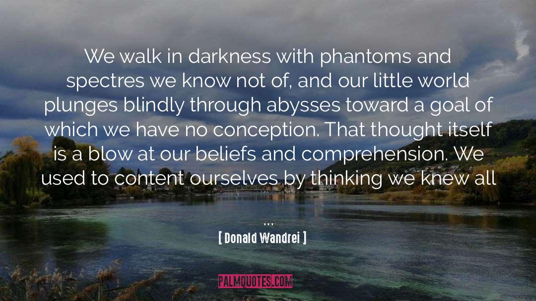 Donald Wandrei Quotes: We walk in darkness with